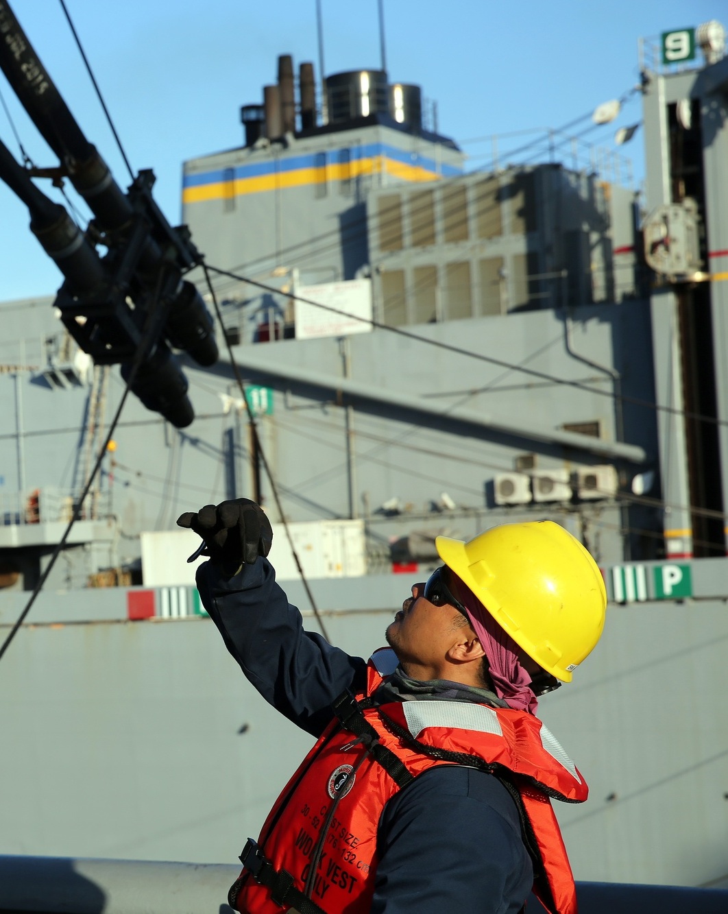 A worker aboard a ship